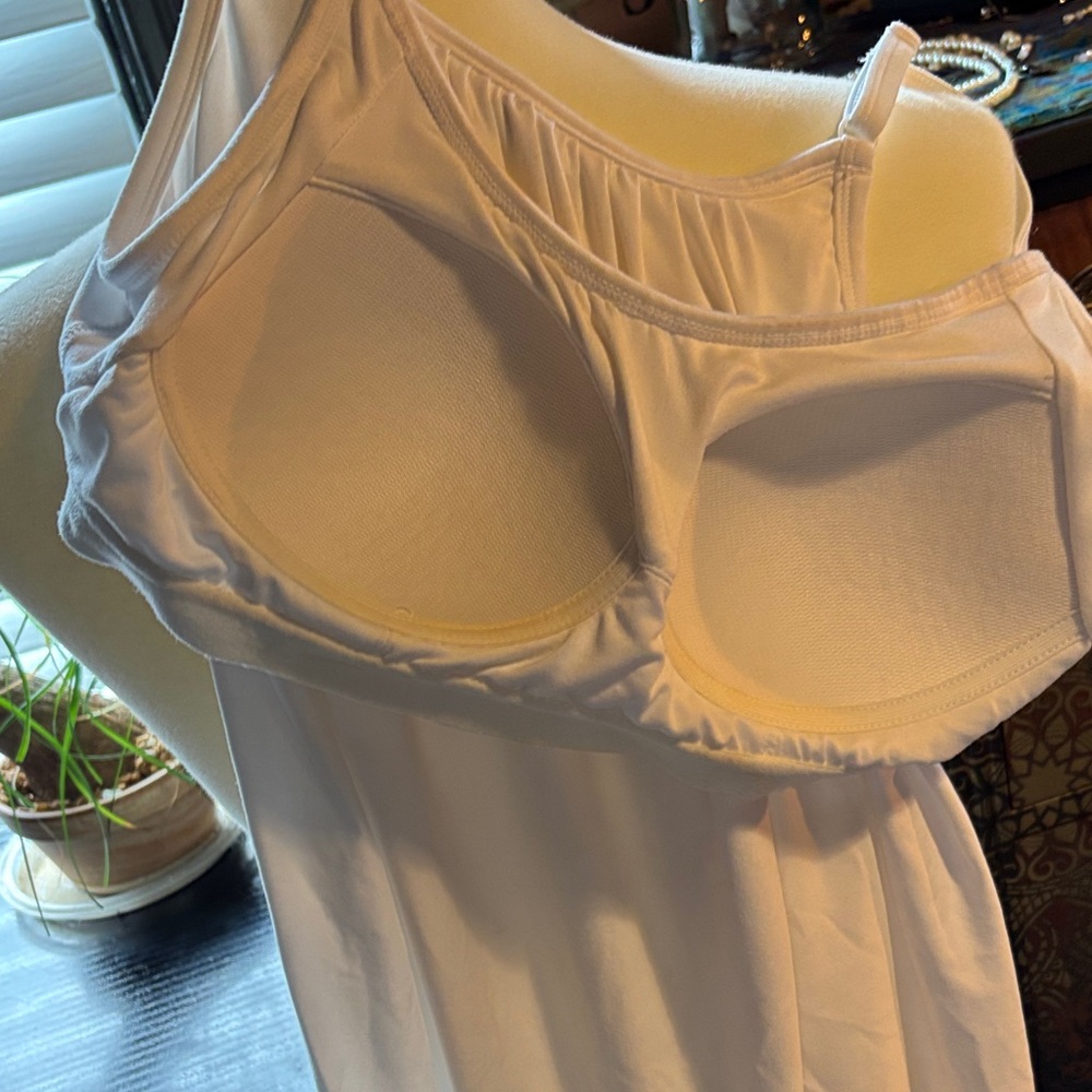 White Spaghetti Strap Tank with Bra- 
TANKS 2 FOR $10! Bundle and message me! - Picture 4 of 5